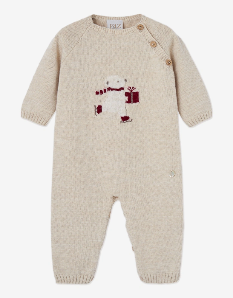 Baby Bear Knitted Romper in Beige