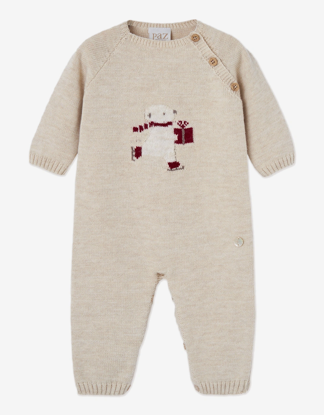 Baby Bear Knitted Romper in Beige, 5 of 4