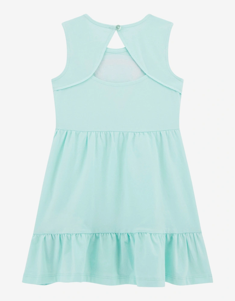 Girls Sleeveless Logo Dress in Green