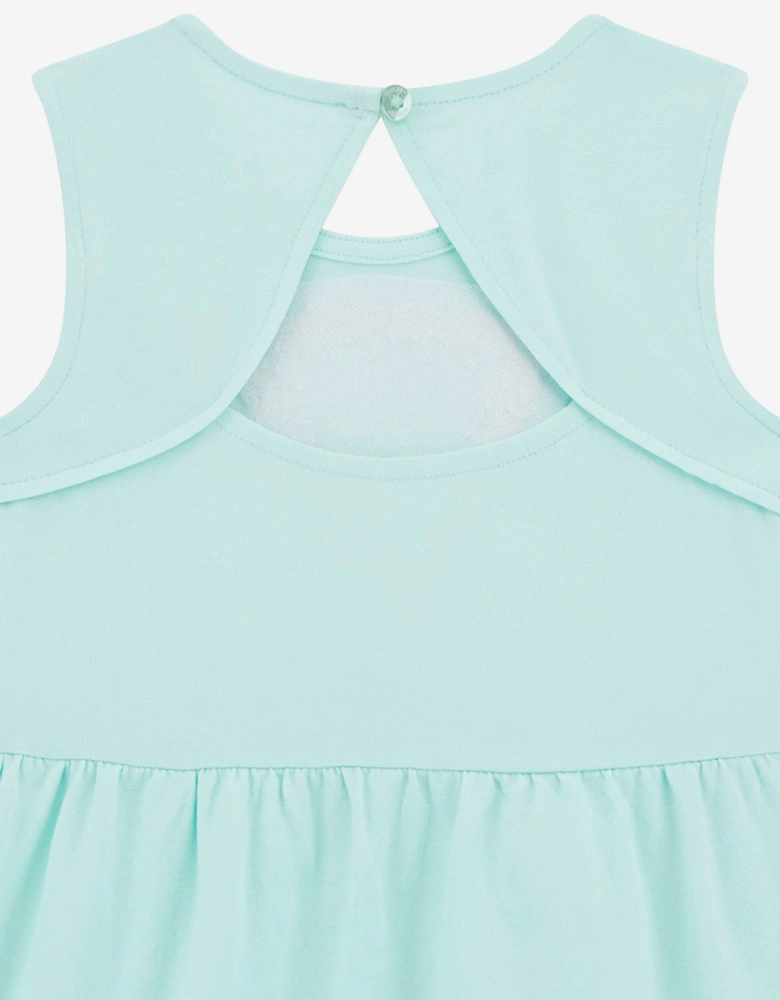 Girls Sleeveless Logo Dress in Green