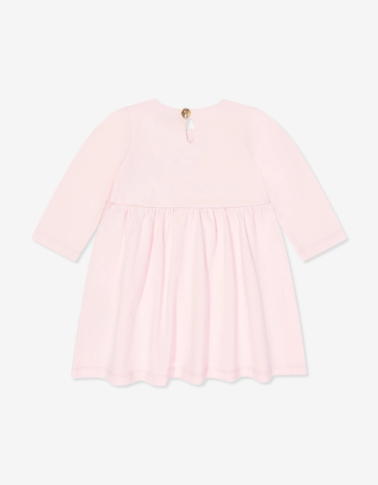 Baby Girls Embroidered Logo Dress in Pink