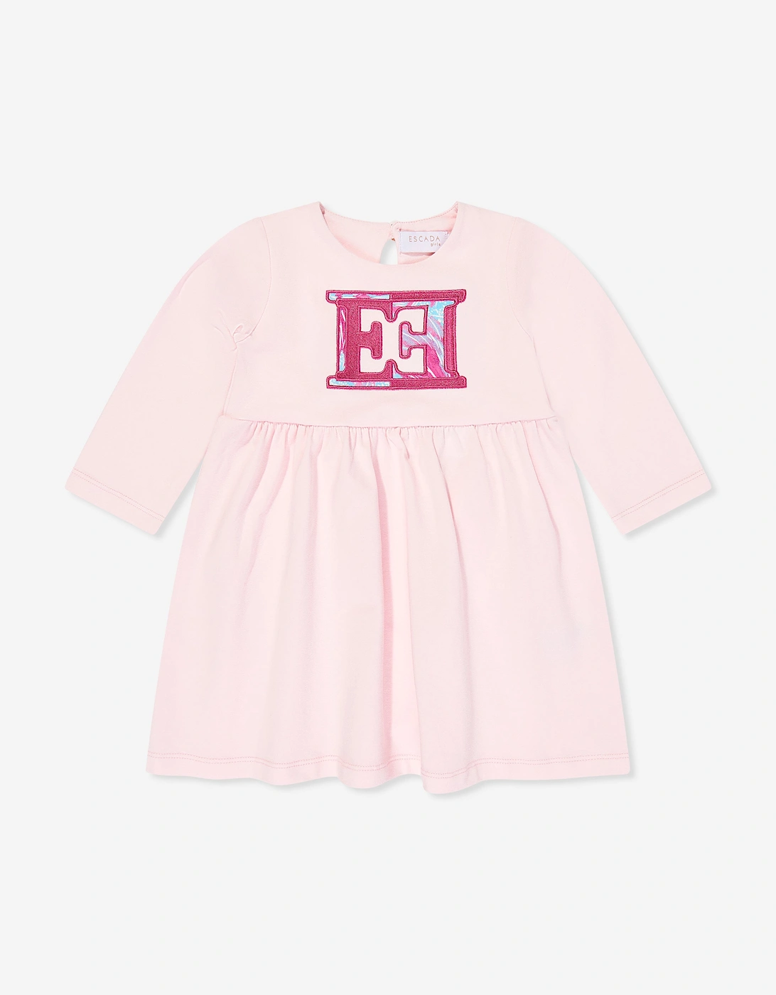 Baby Girls Embroidered Logo Dress in Pink, 5 of 4