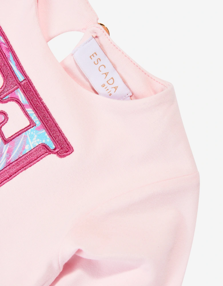 Baby Girls Embroidered Logo Dress in Pink