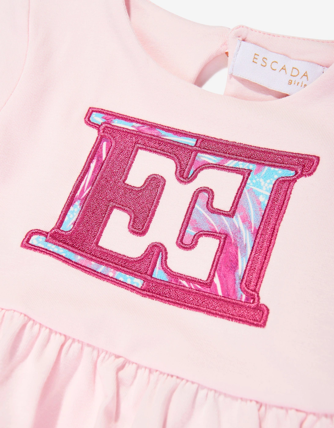 Baby Girls Embroidered Logo Dress in Pink
