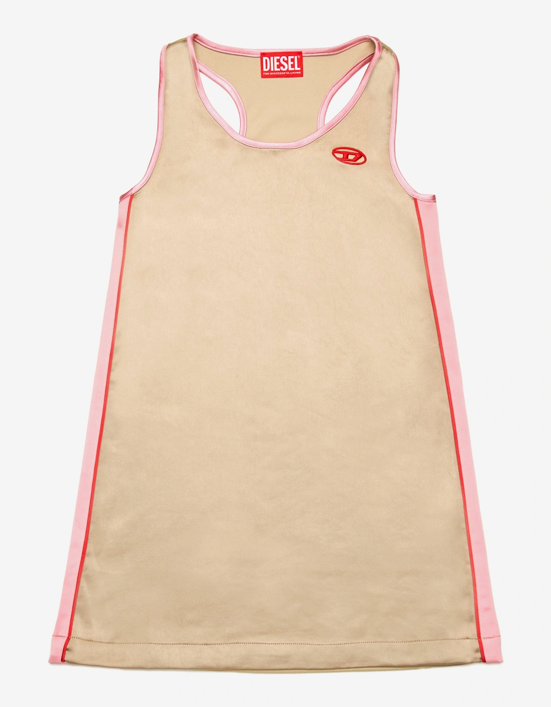 Girls Satin and Jersey Sleeveless Dress in Beige, 5 of 4