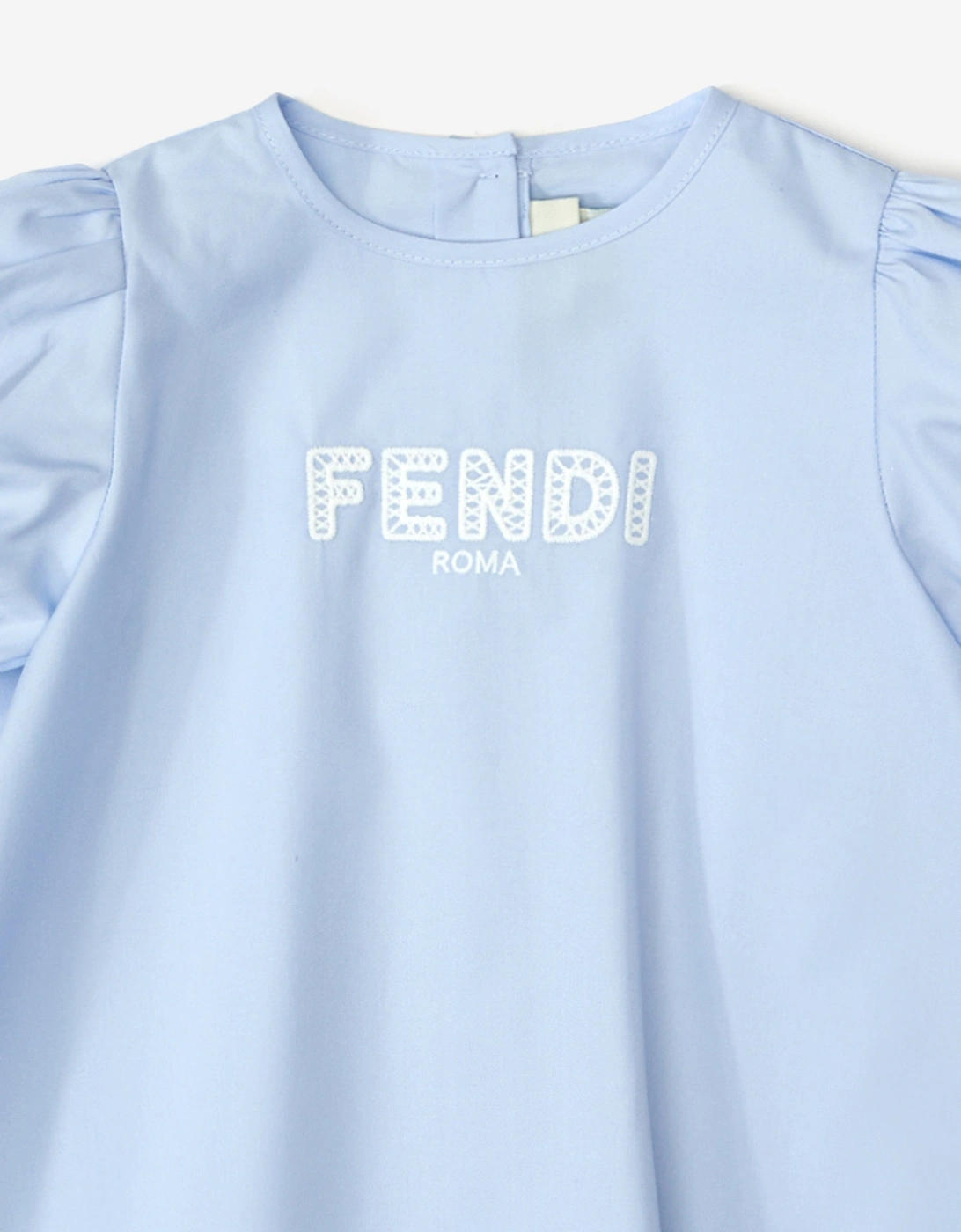 Baby Girls Embroidered Logo Dress in Blue