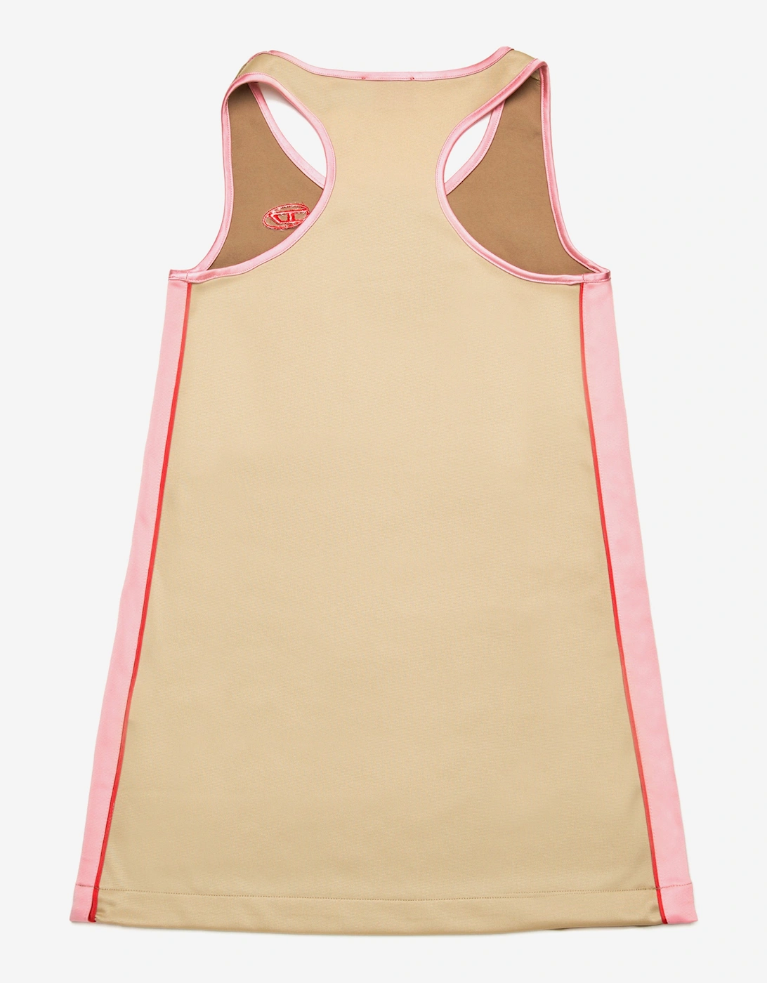 Girls Satin and Jersey Sleeveless Dress in Beige