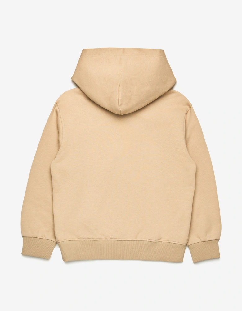 Boys Collegiate Logo Hoodie in Beige