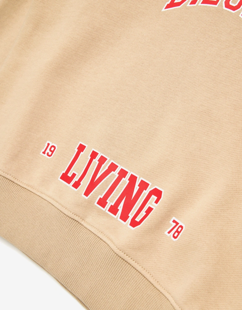 Boys Collegiate Logo Hoodie in Beige