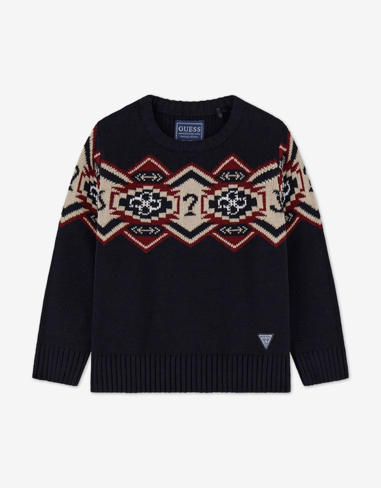 Boys Jacquard Jumper in Navy
