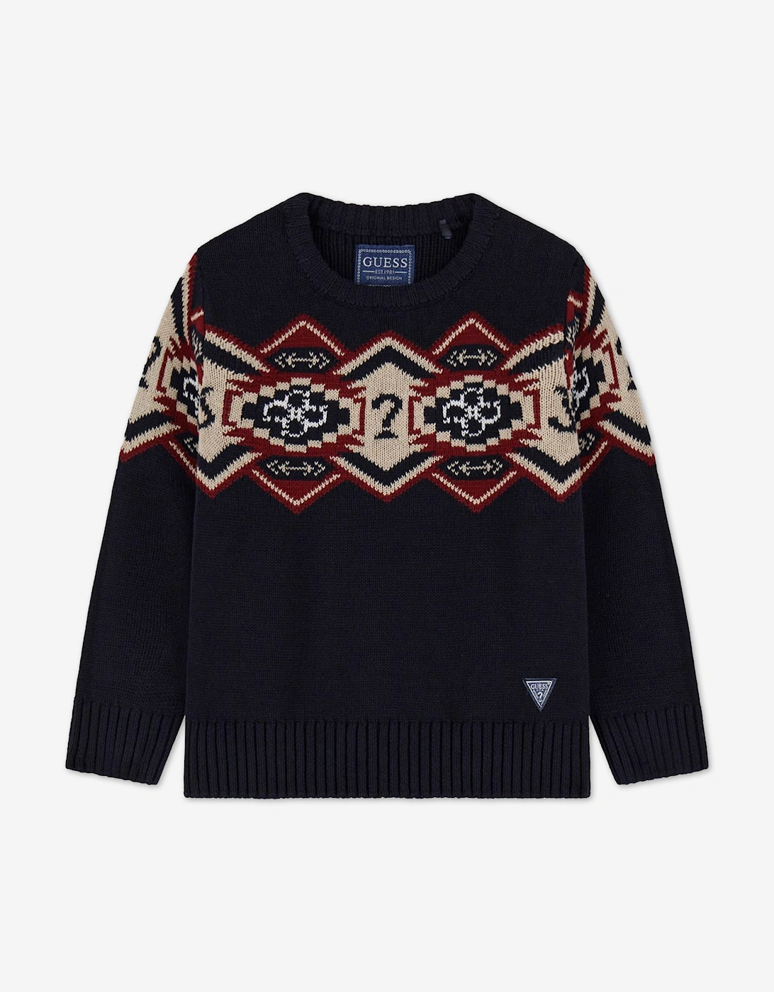 Boys Jacquard Jumper in Navy, 5 of 4