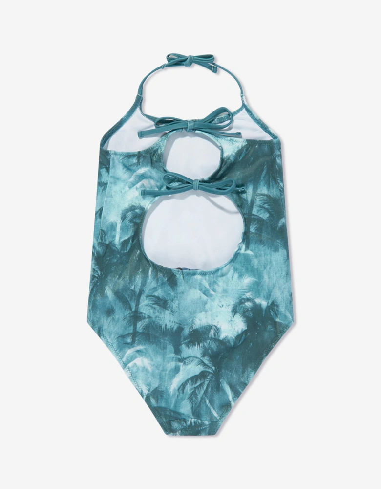 Girls Palm Leaf Swimsuit in Green