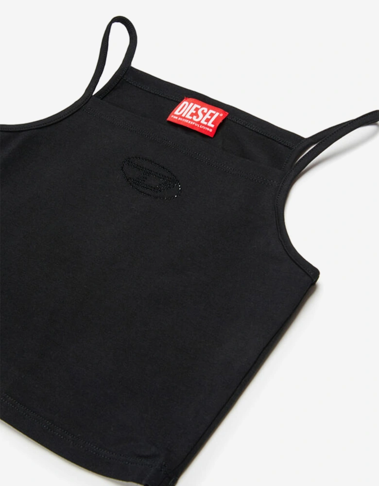 Girls Oval D Sleeveless Top in Black