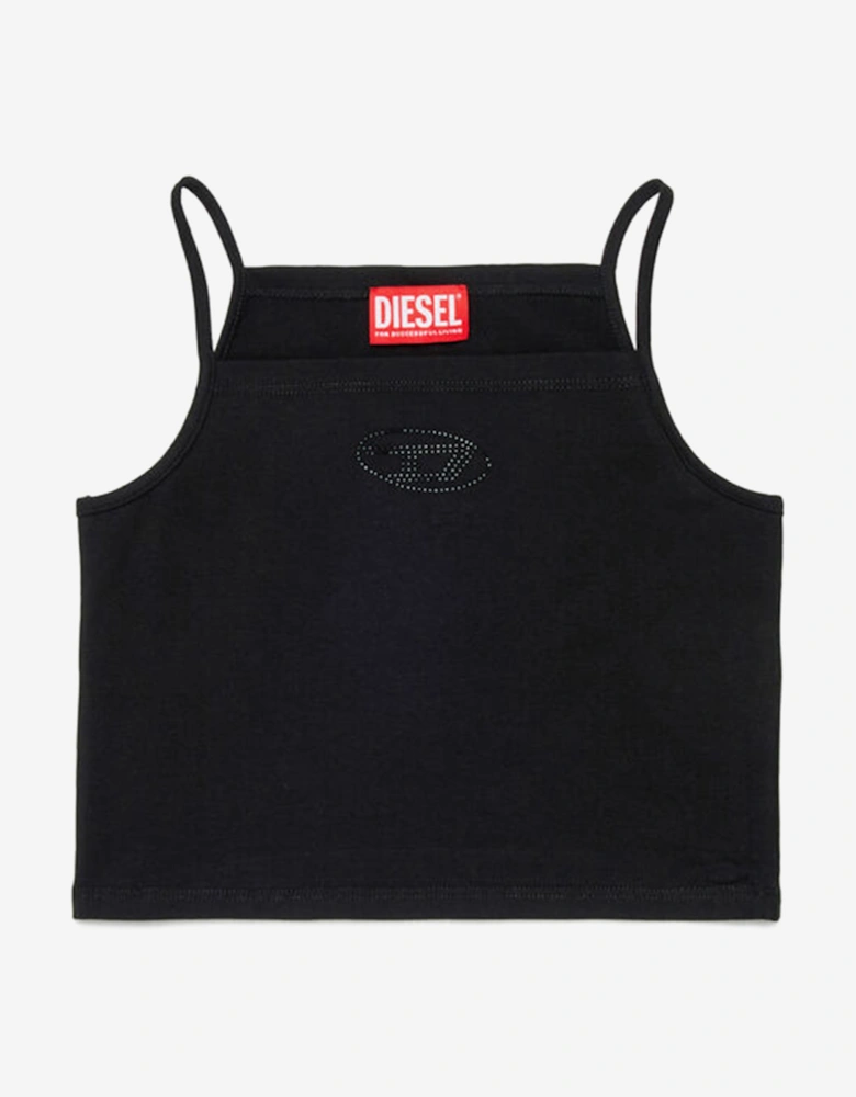 Girls Oval D Sleeveless Top in Black