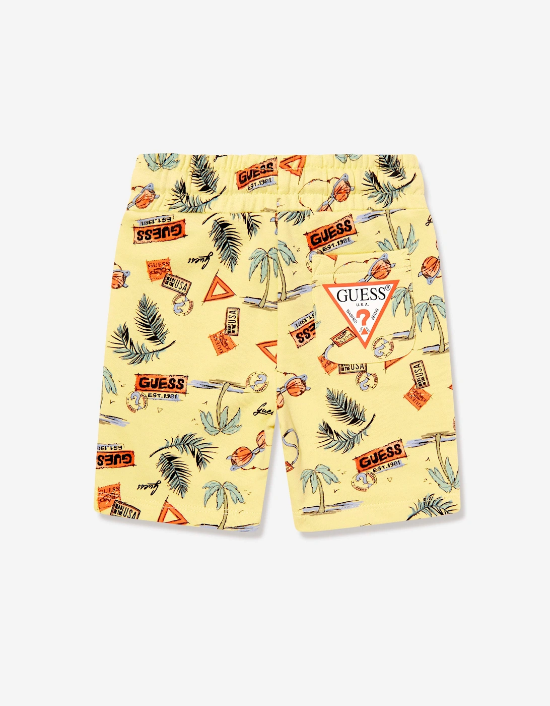 Boys Palm Tree Shorts in Yellow