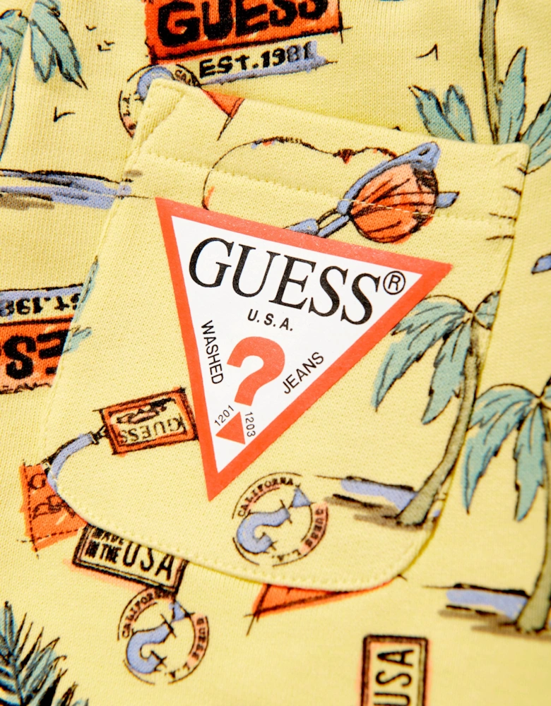 Boys Palm Tree Shorts in Yellow