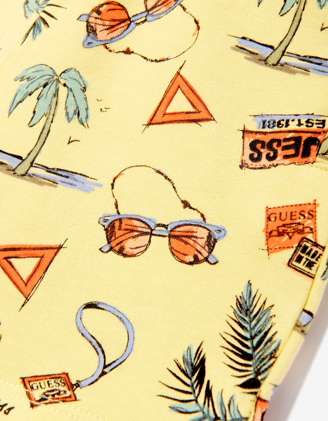 Boys Palm Tree Shorts in Yellow