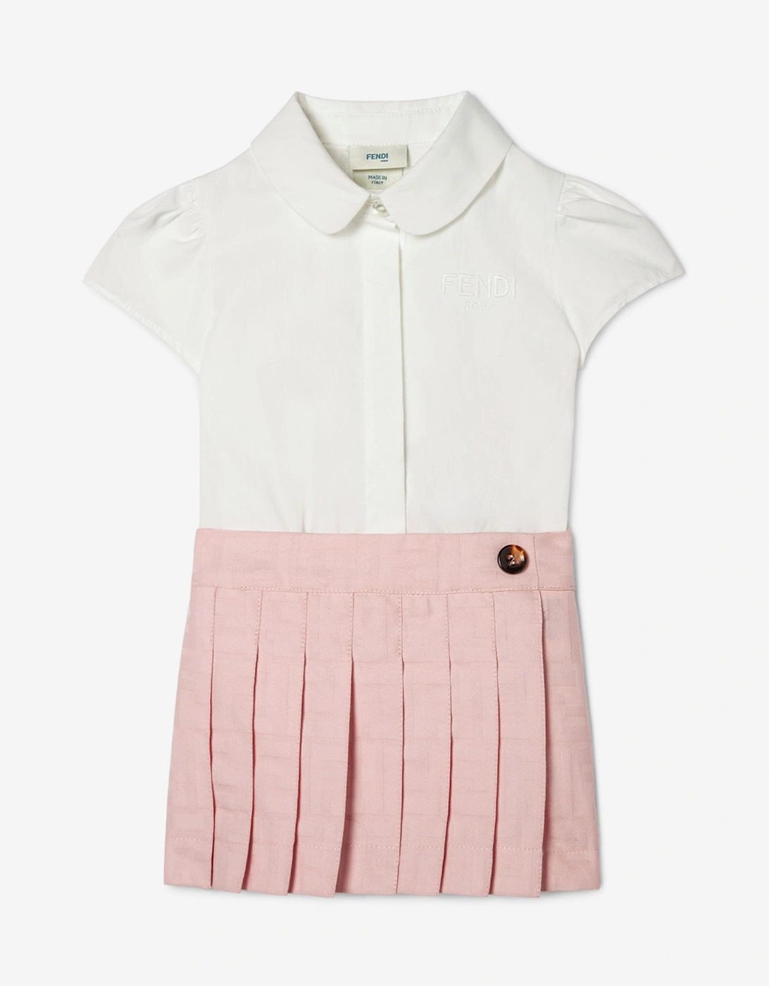 Baby Girls Cotton FF Jacquard Shirt Dress in Pink, 5 of 4