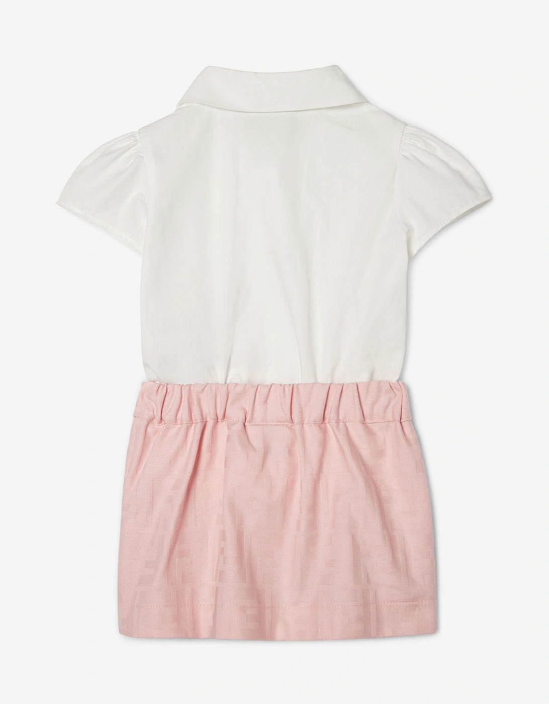 Baby Girls Cotton FF Jacquard Shirt Dress in Pink