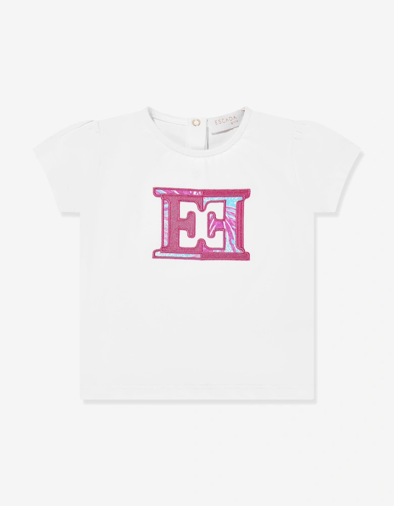 Baby Girls Embroidered Logo T-Shirt in White