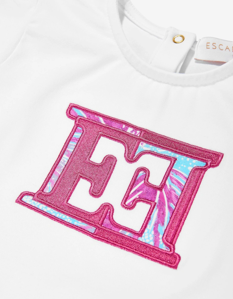 Baby Girls Embroidered Logo T-Shirt in White