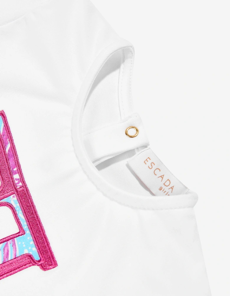 Baby Girls Embroidered Logo T-Shirt in White