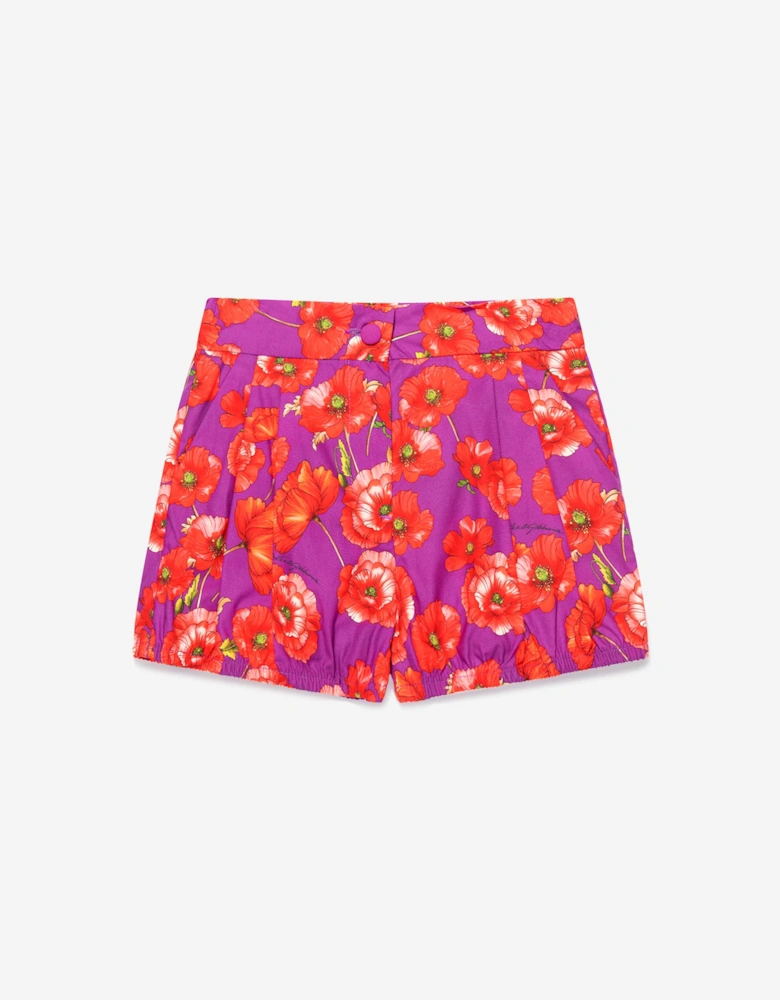 Girls Cotton Poppy Print Shorts