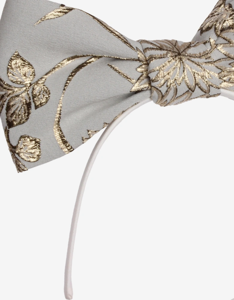 Girls Origami Jacquard Vines Bow Headband in Gold