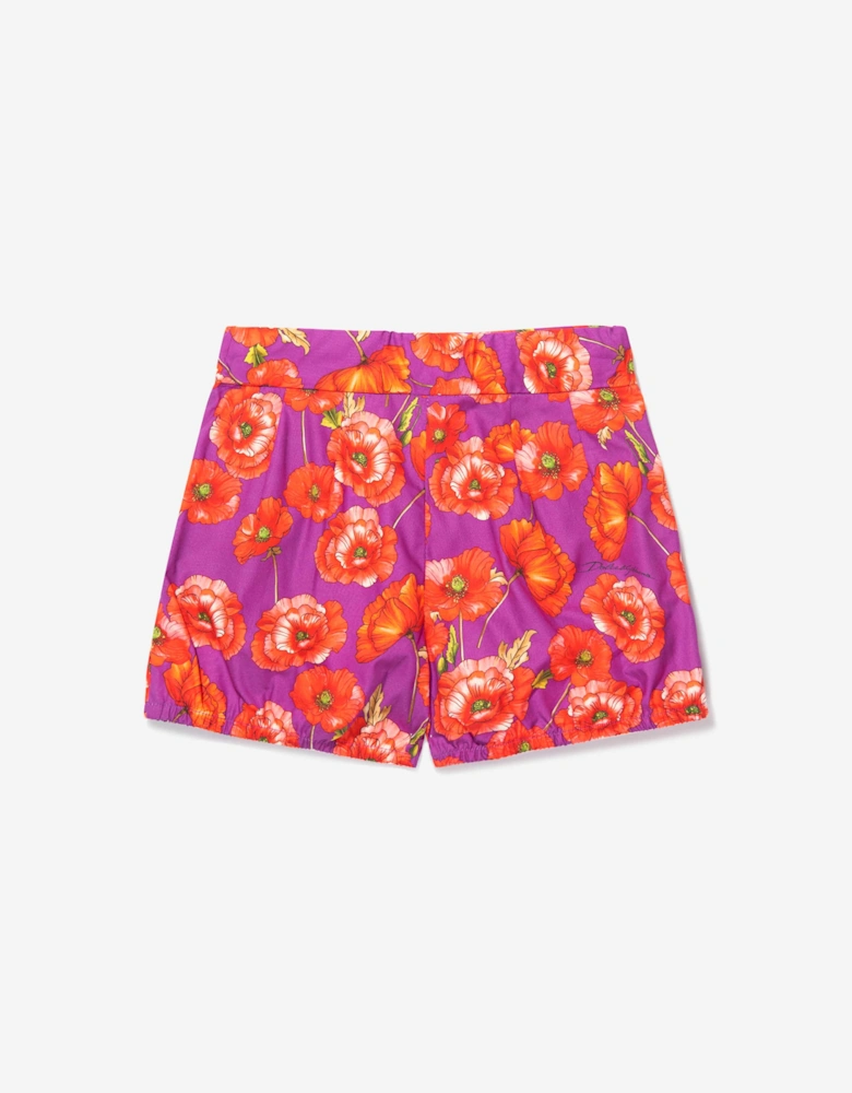 Girls Cotton Poppy Print Shorts