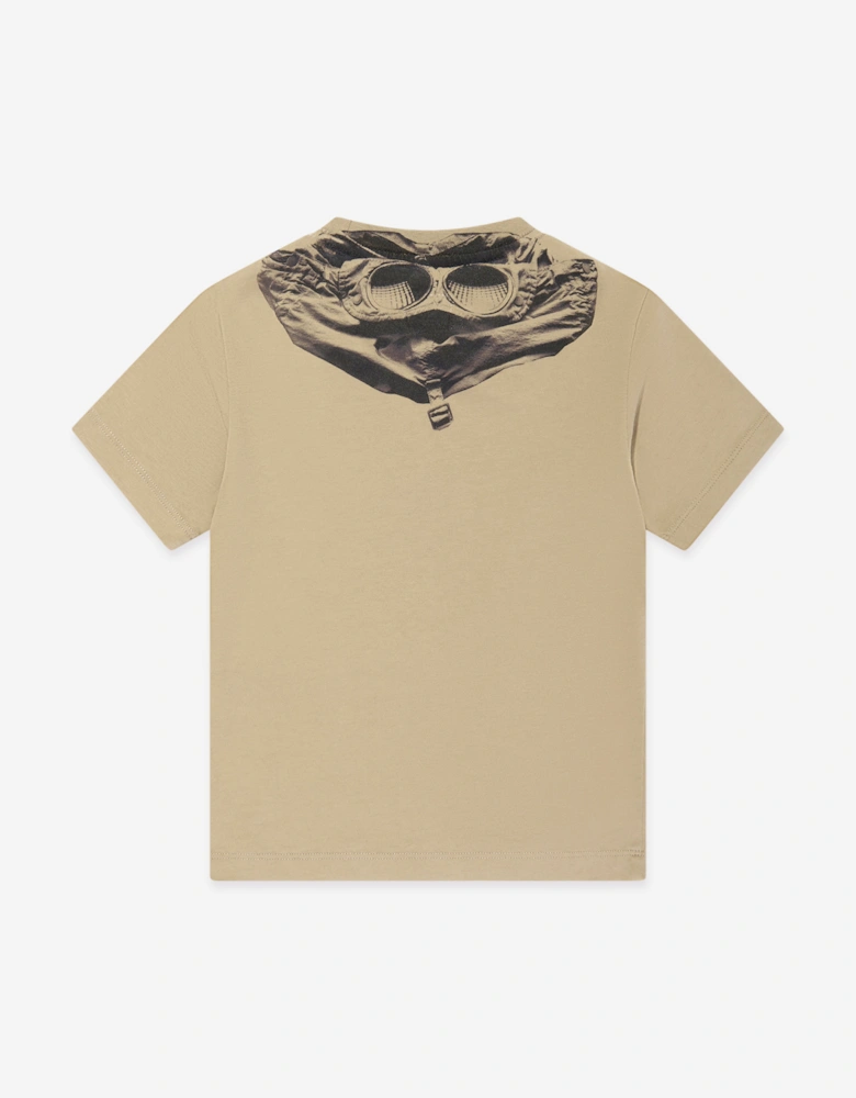 C.P. Company Boys Logo Back Goggle T-Shirt in Beige