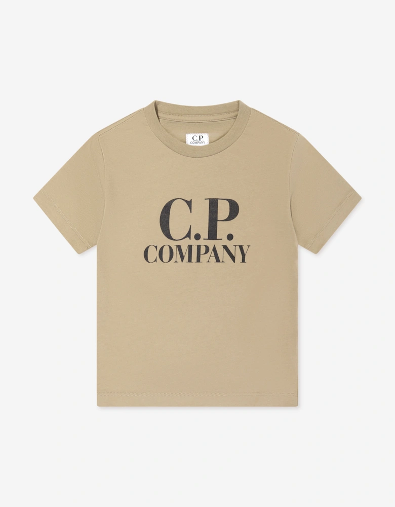 C.P. Company Boys Logo Back Goggle T-Shirt in Beige