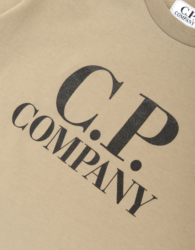 C.P. Company Boys Logo Back Goggle T-Shirt in Beige