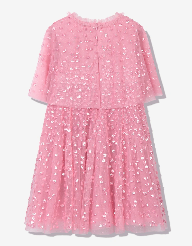 Girls Tulle Leila Cape Dress in Pink