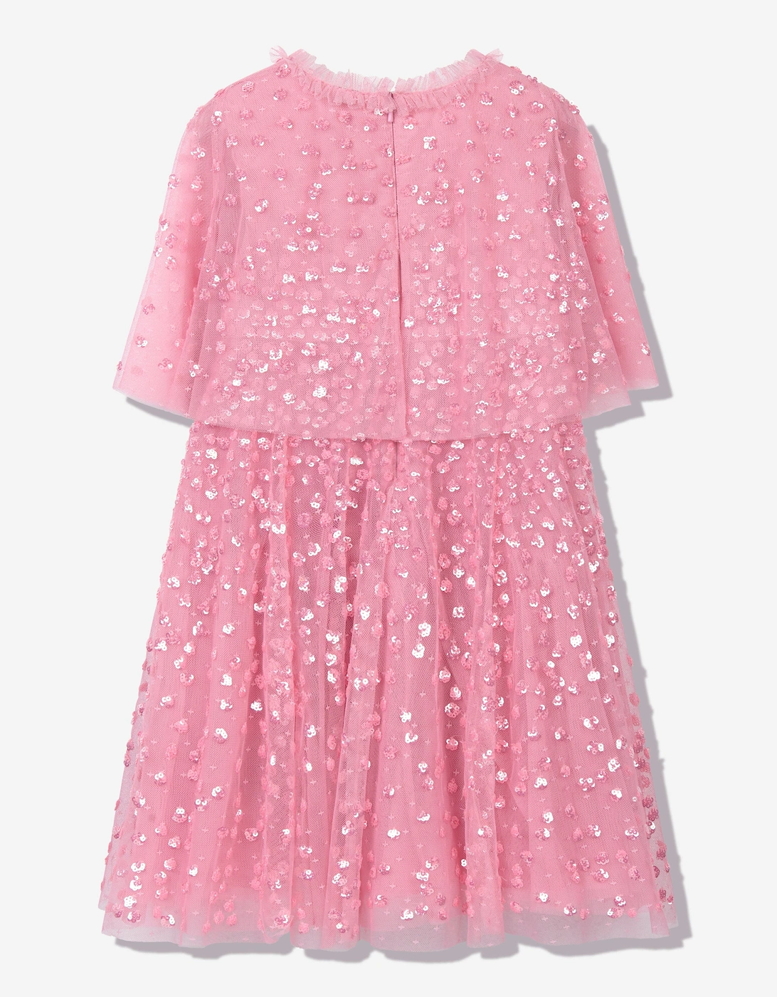 Girls Tulle Leila Cape Dress in Pink
