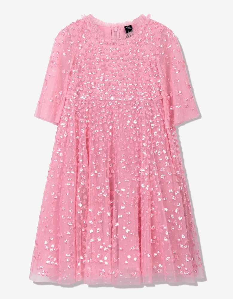 Girls Tulle Leila Cape Dress in Pink