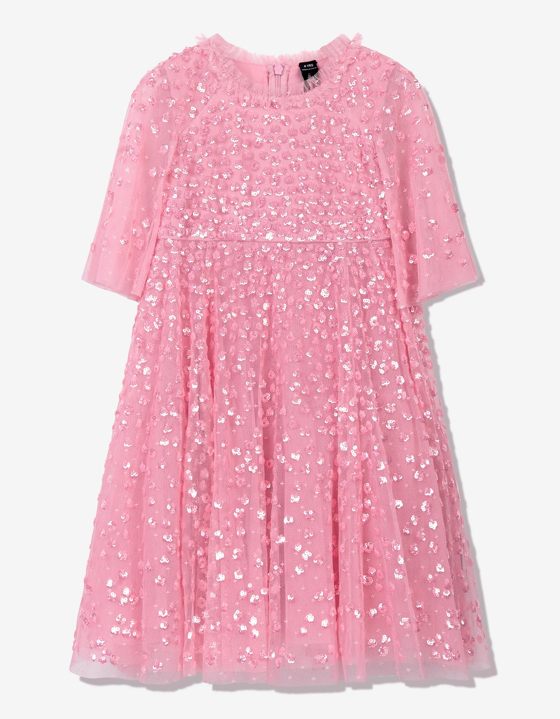 Girls Tulle Leila Cape Dress in Pink, 6 of 5