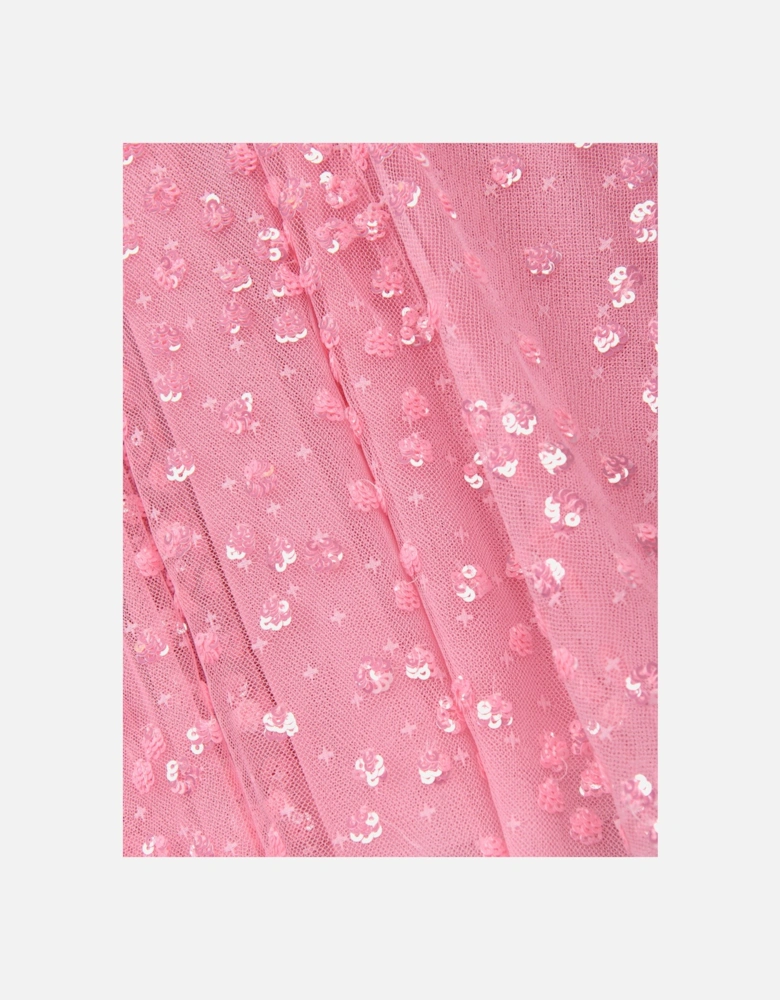 Girls Tulle Leila Cape Dress in Pink