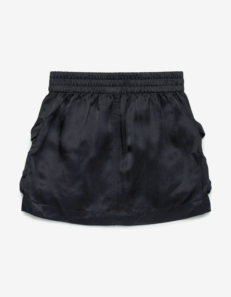 Girls Shiny Cargo Skirt in Black