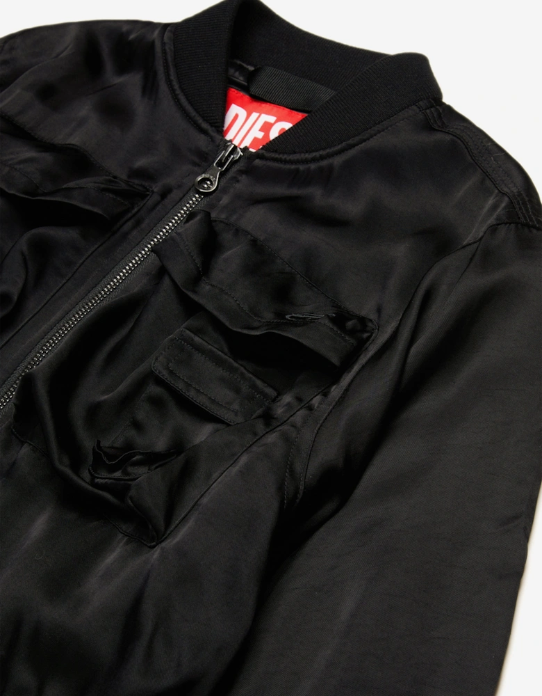 Girls Shiny Bomber Jacket in Black