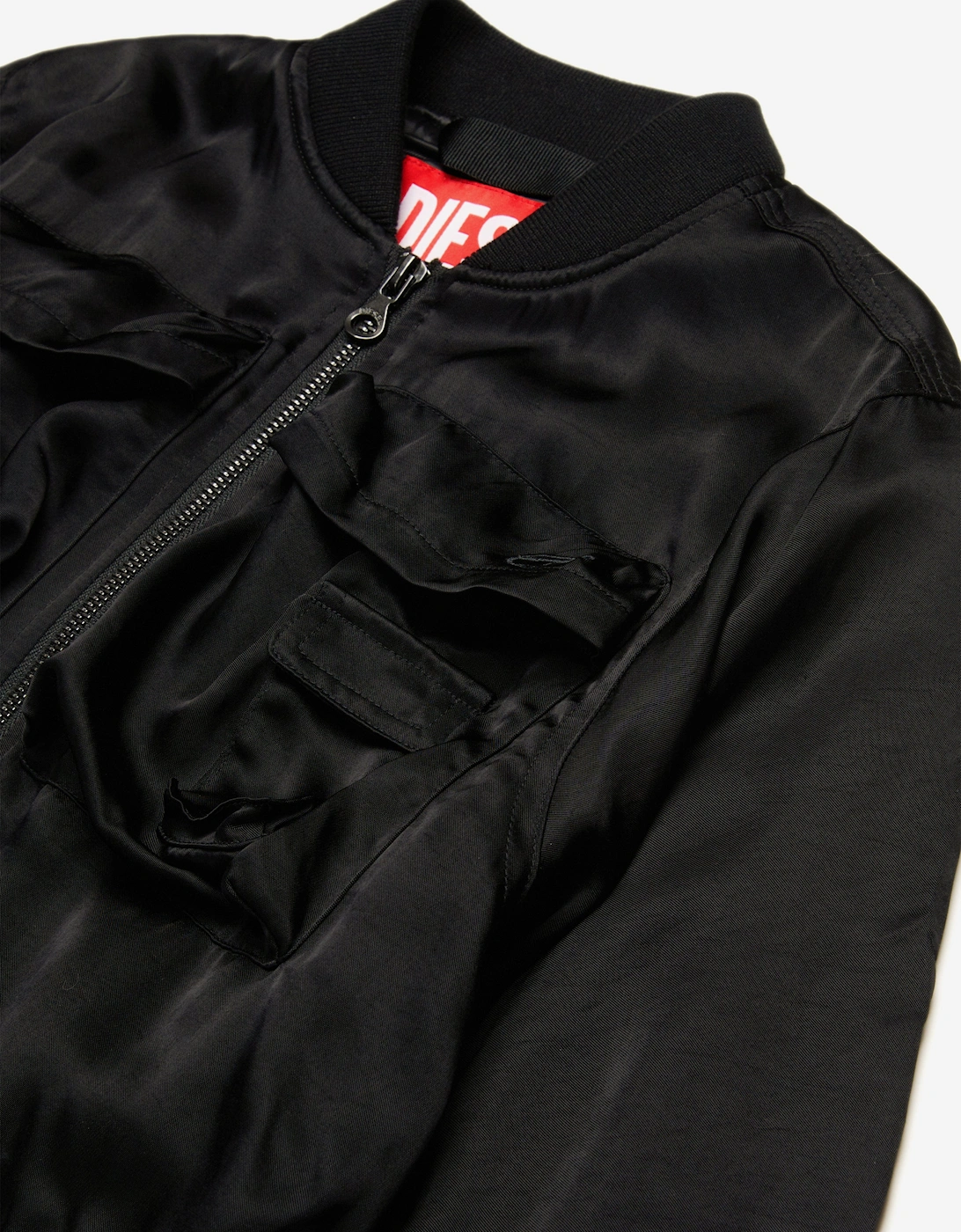 Girls Shiny Bomber Jacket in Black