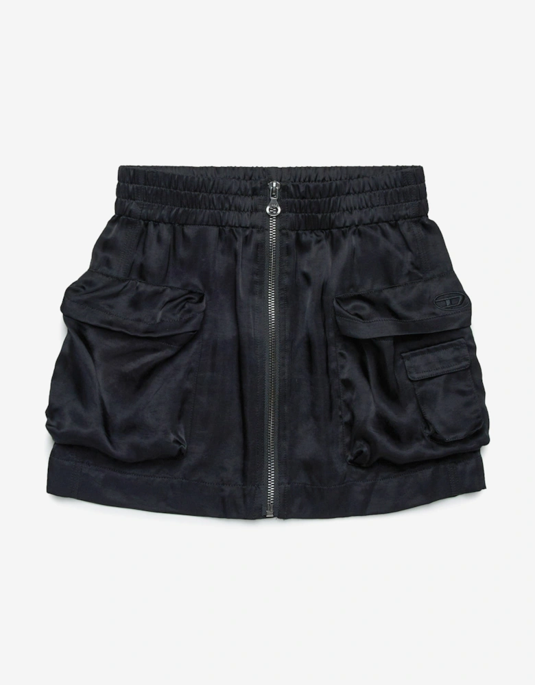 Girls Shiny Cargo Skirt in Black