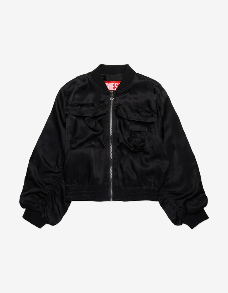 Girls Shiny Bomber Jacket in Black
