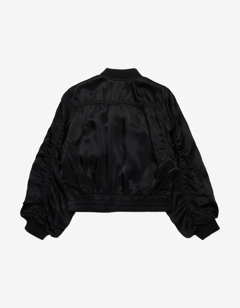 Girls Shiny Bomber Jacket in Black