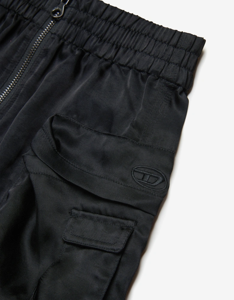 Girls Shiny Cargo Skirt in Black