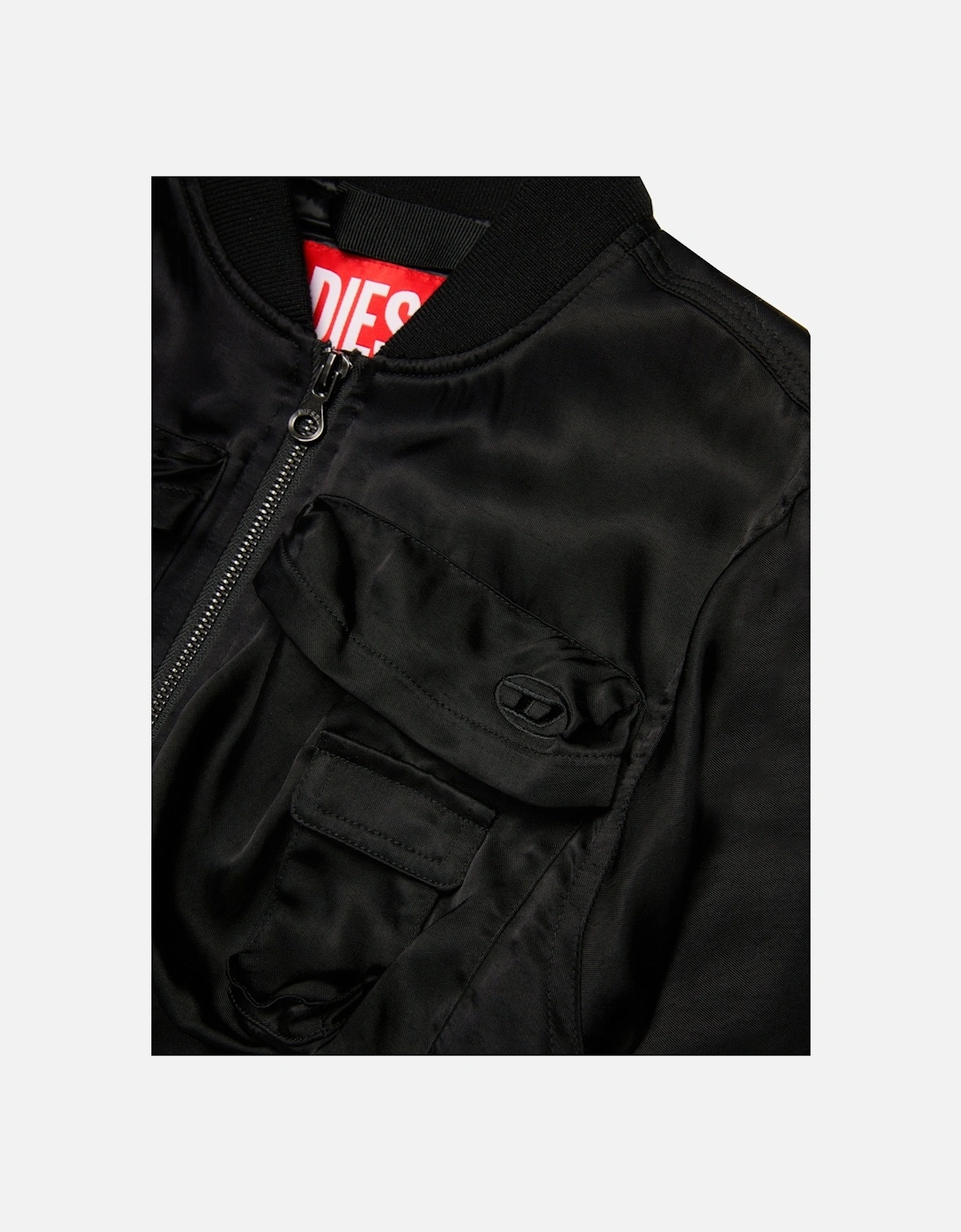 Girls Shiny Bomber Jacket in Black