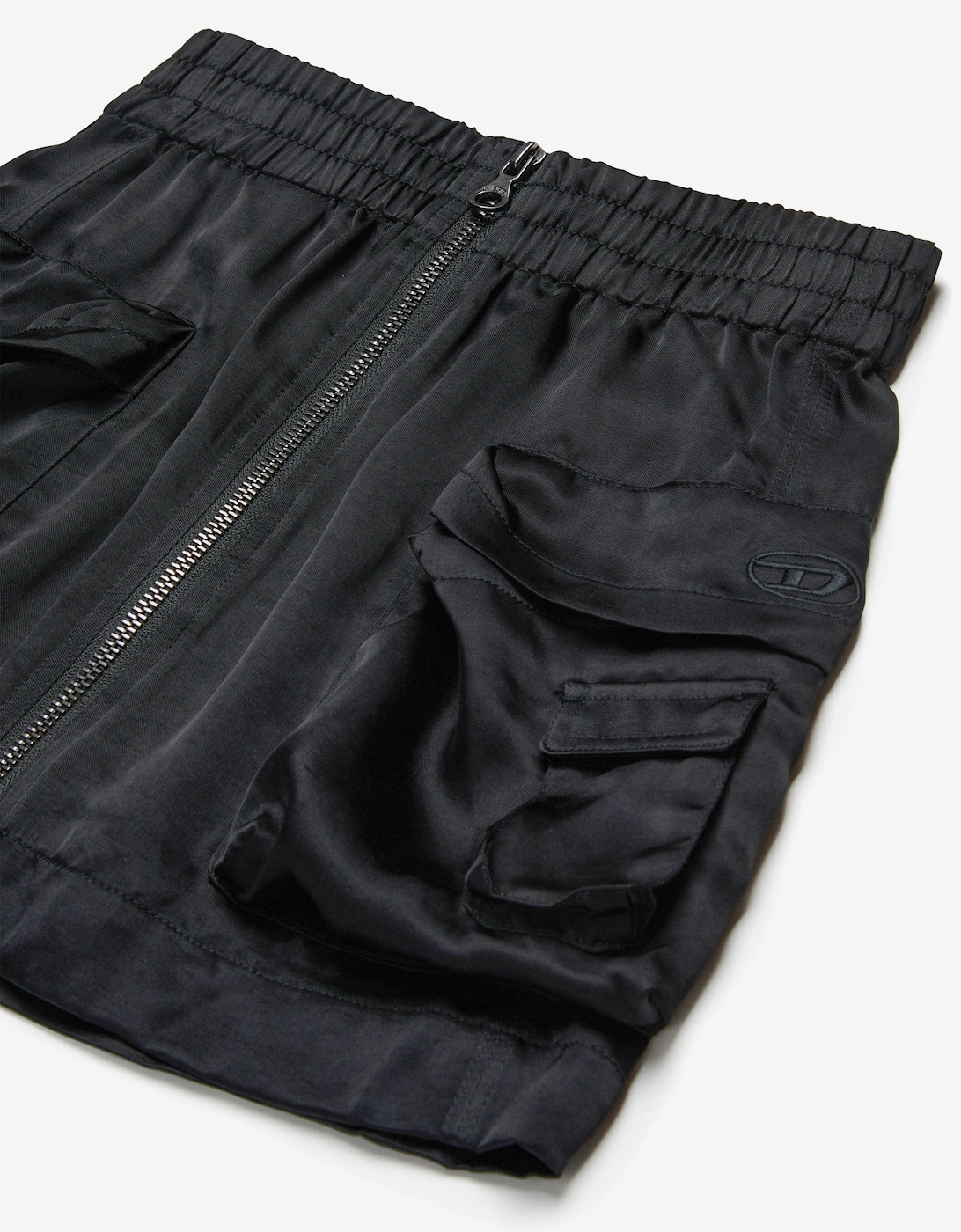 Girls Shiny Cargo Skirt in Black