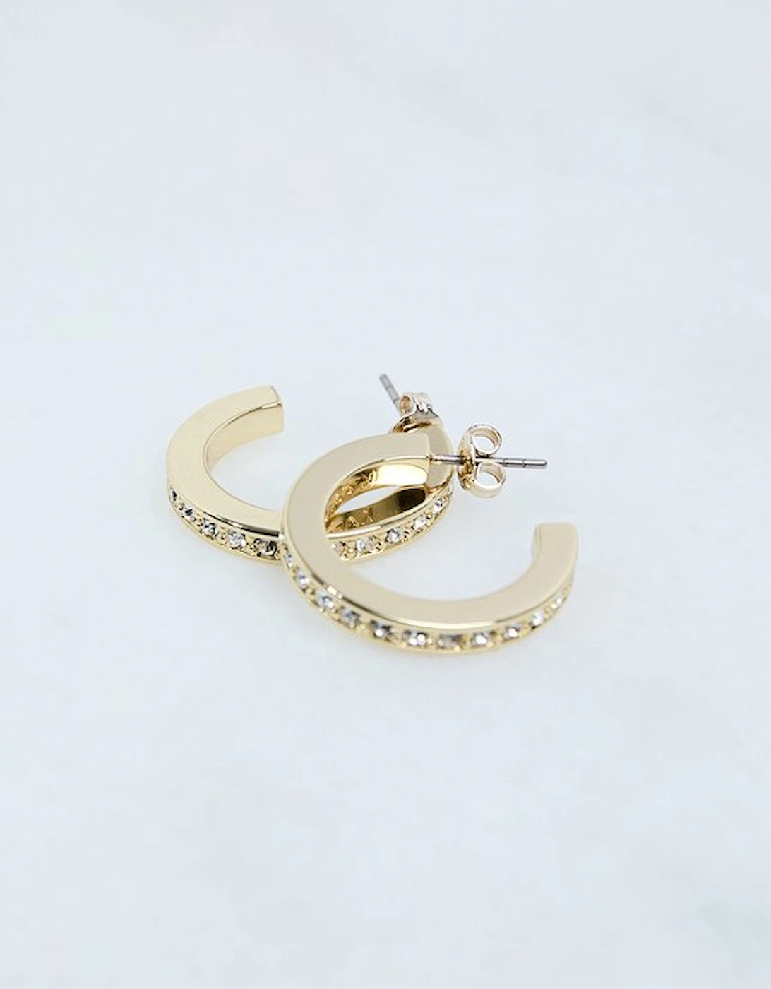 Hand Set European Crystal Small Hoop Earrings
