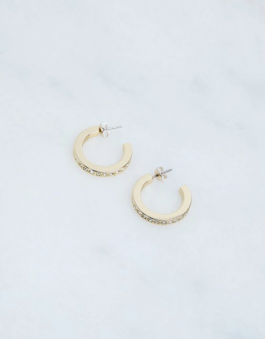 Hand Set European Crystal Small Hoop Earrings