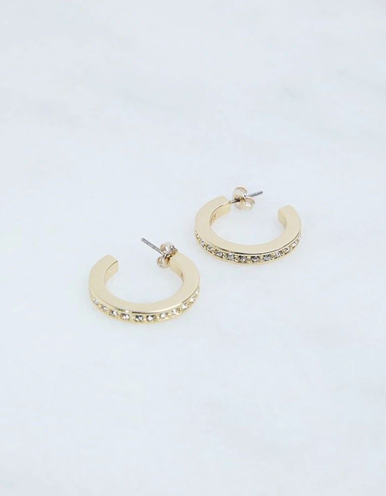 Hand Set European Crystal Small Hoop Earrings