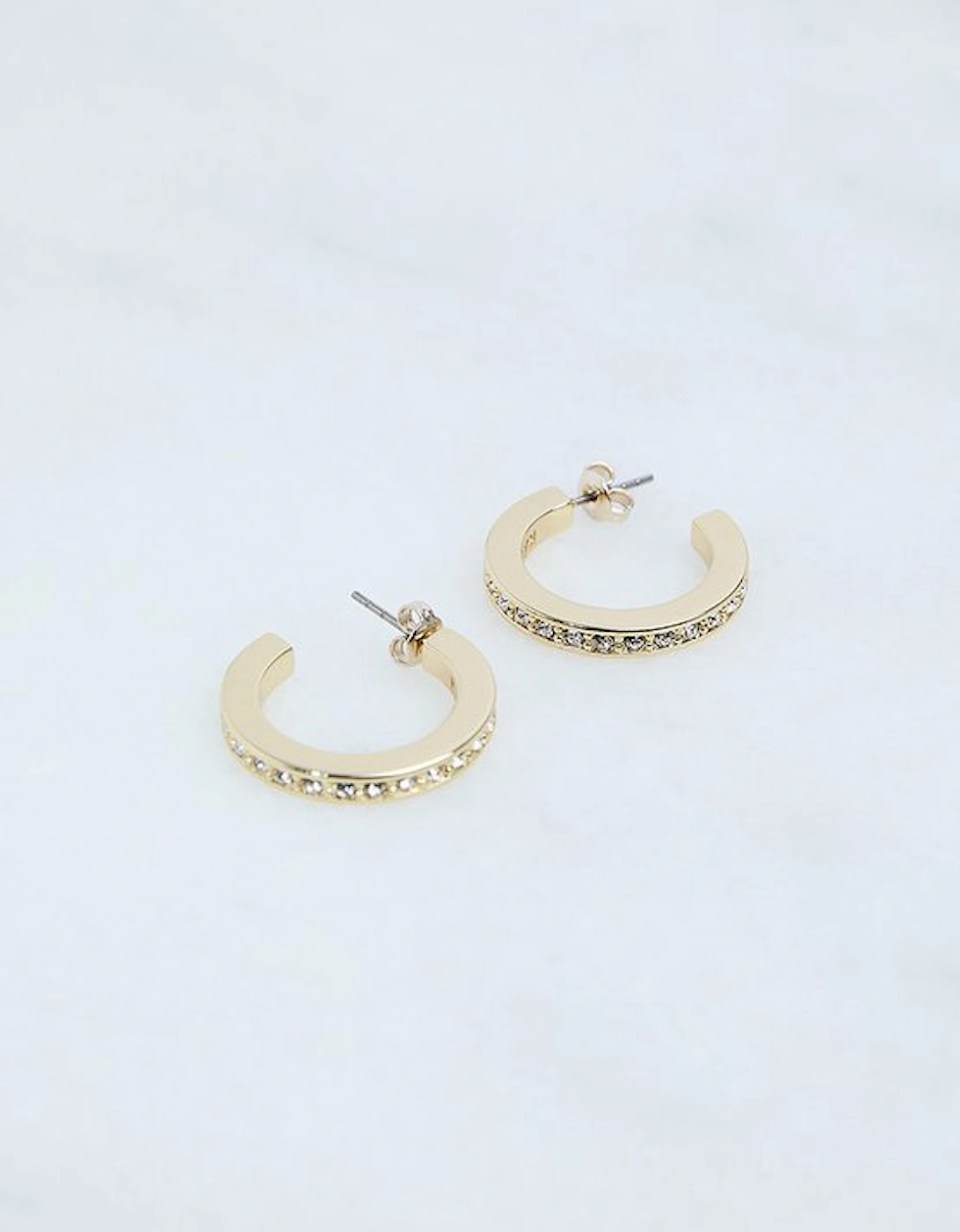 Hand Set European Crystal Small Hoop Earrings